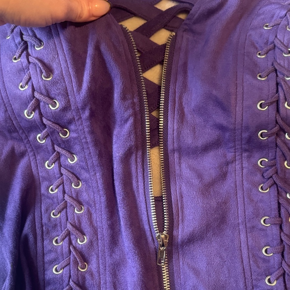 Lydia || NWT Suede Zip Corset Top (L) - Picture 11 of 15